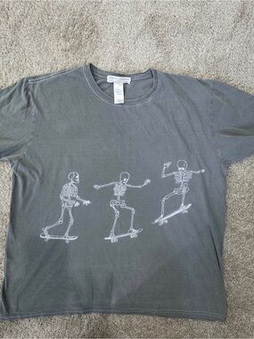 Project Social T Gray Tee with White Skateboard Skeletons